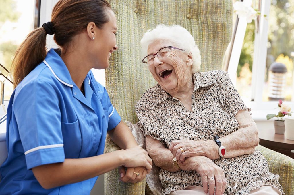 In-Home Caregiver in Huntington, NY Senior receiving home care services in Huntington, NY from Alpha Senior Home Care